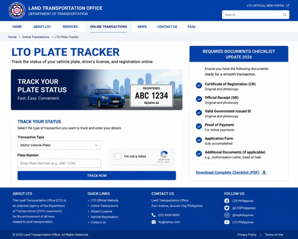 Complete LTO Tracker Required Documents Checklist